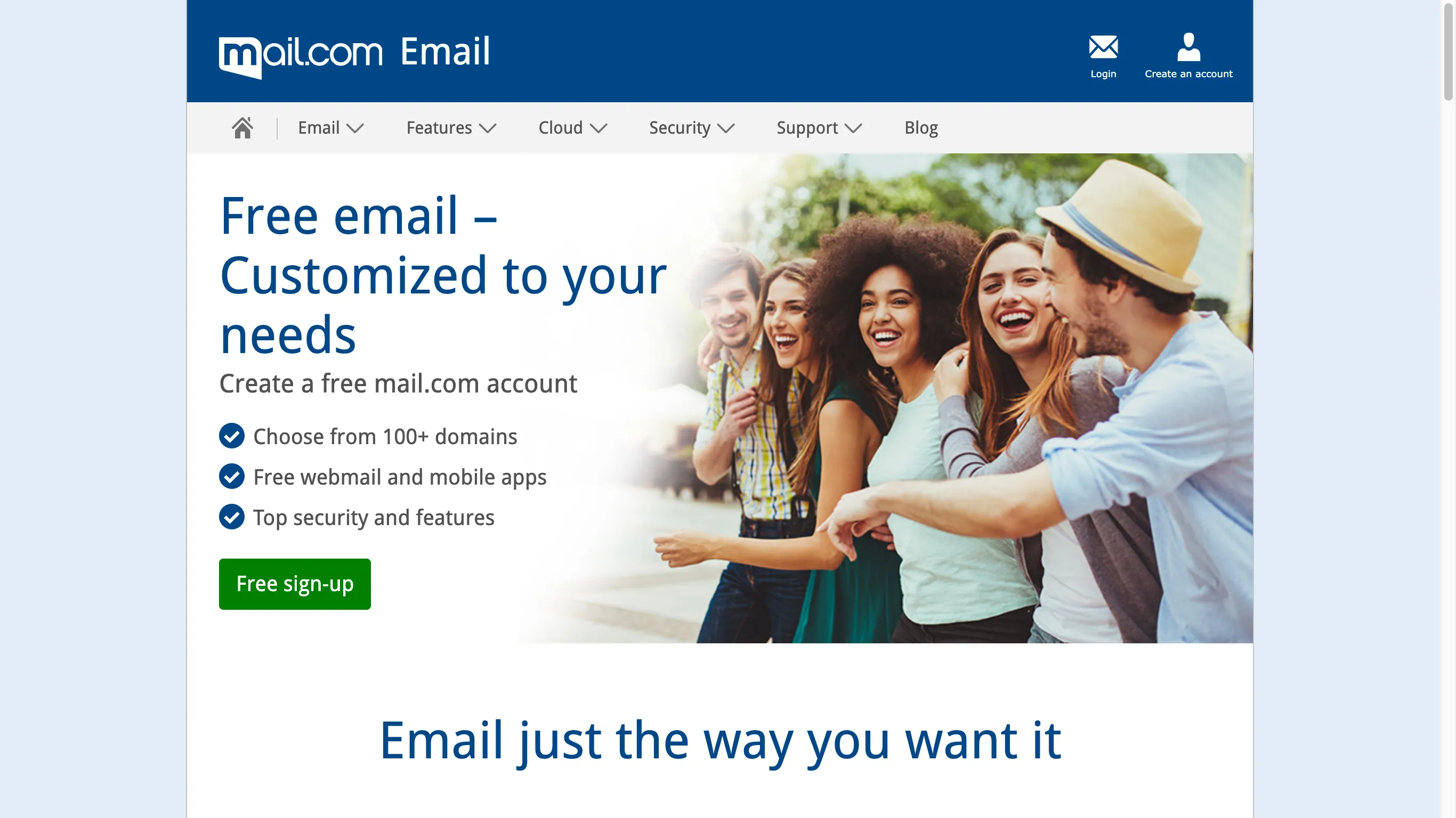 Mail.com คือบริการอีเมล แหล่งปิด
