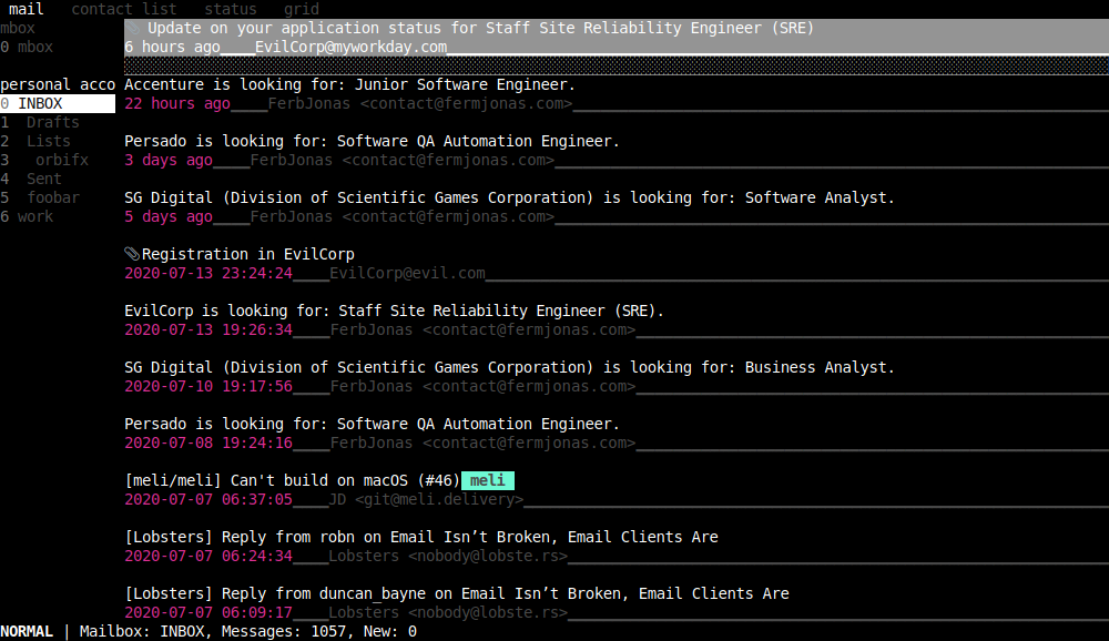 meli 是一份开源电子邮件 客户,适用于 Command-line (CLI),并使用 Rust 编程语言编写。